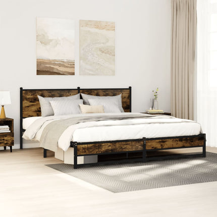 sengeramme uden madras 183x213 cm metal røget egetræsfarve