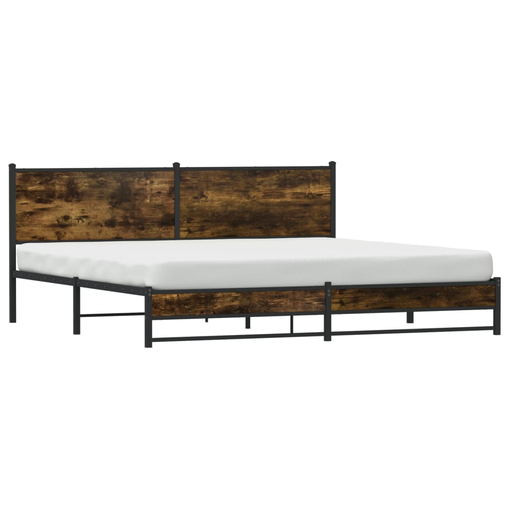sengeramme uden madras 200x200 cm metal røget egetræsfarve