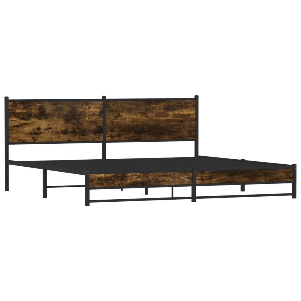 sengeramme uden madras 200x200 cm metal røget egetræsfarve