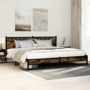 sengeramme uden madras 200x200 cm metal røget egetræsfarve