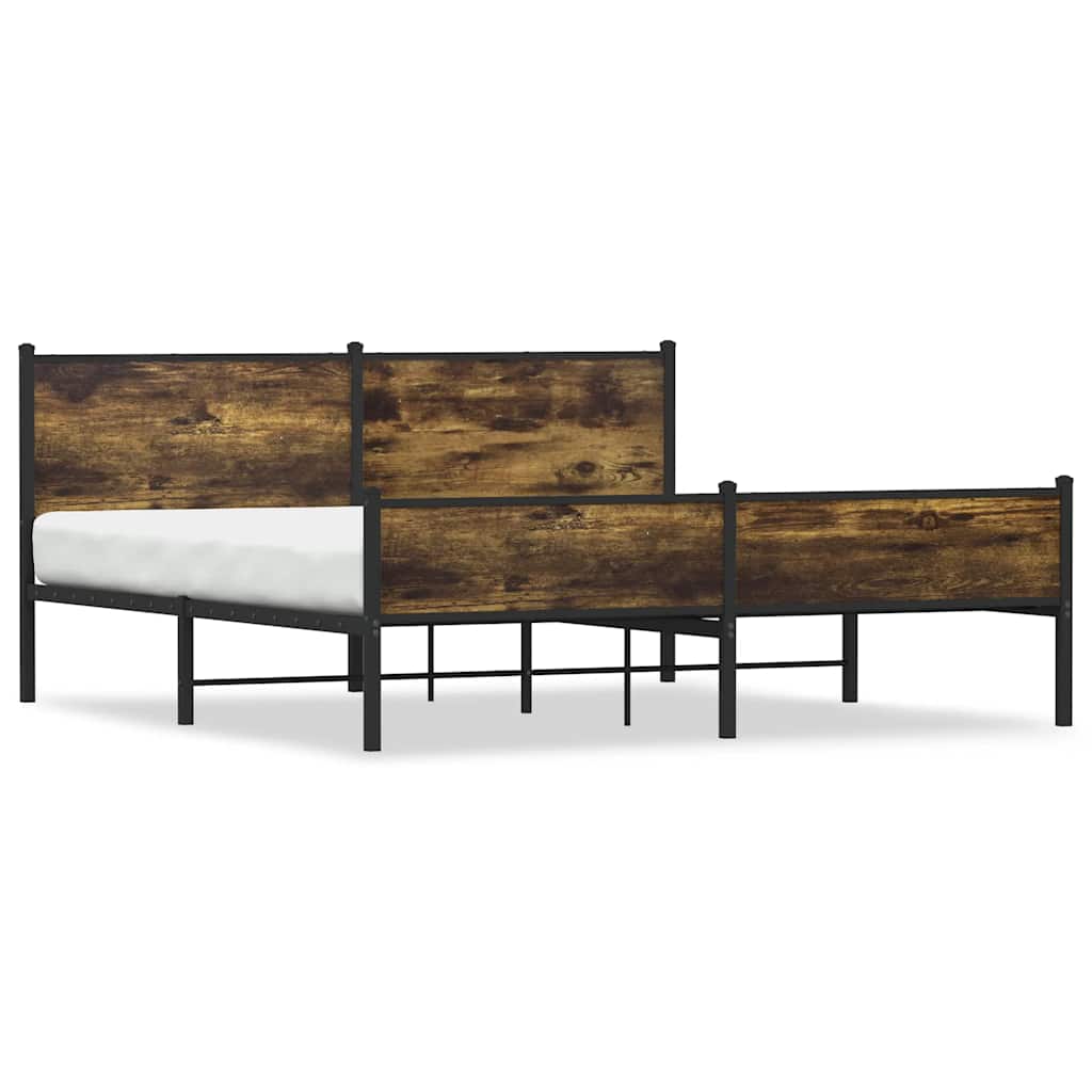 sengeramme uden madras 183x213 cm metal røget egetræsfarve