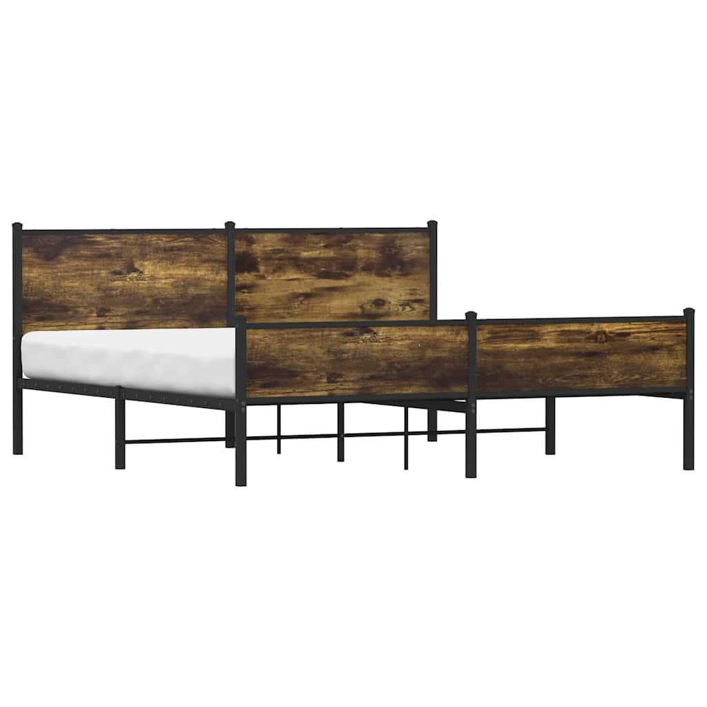 sengeramme uden madras 183x213 cm metal røget egetræsfarve