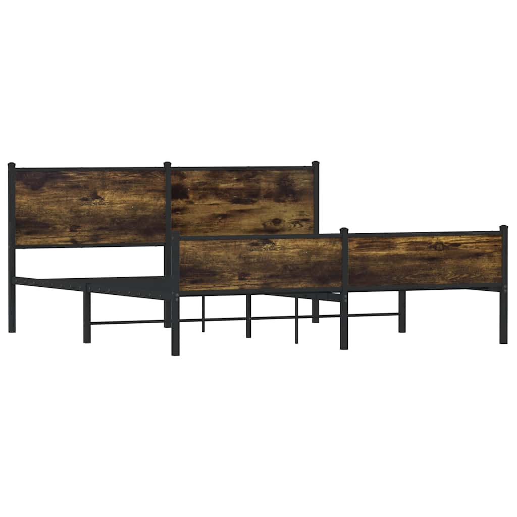 sengeramme uden madras 183x213 cm metal røget egetræsfarve