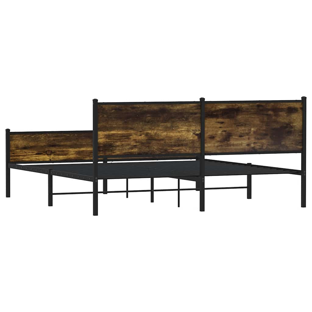 sengeramme uden madras 183x213 cm metal røget egetræsfarve