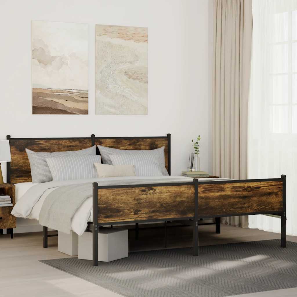 sengeramme uden madras 183x213 cm metal røget egetræsfarve