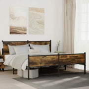 sengeramme uden madras 183x213 cm metal røget egetræsfarve