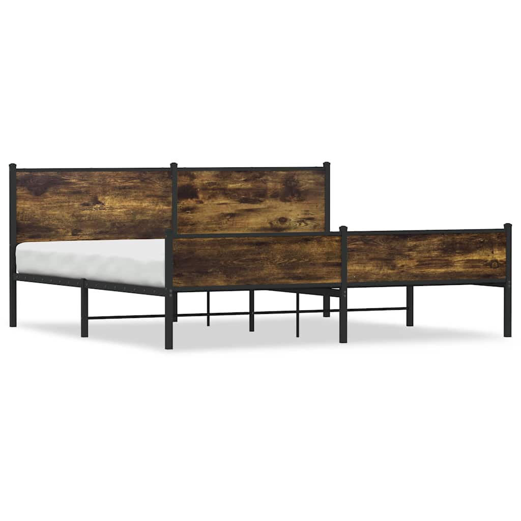 sengeramme uden madras 193x203 cm metal røget egetræsfarve
