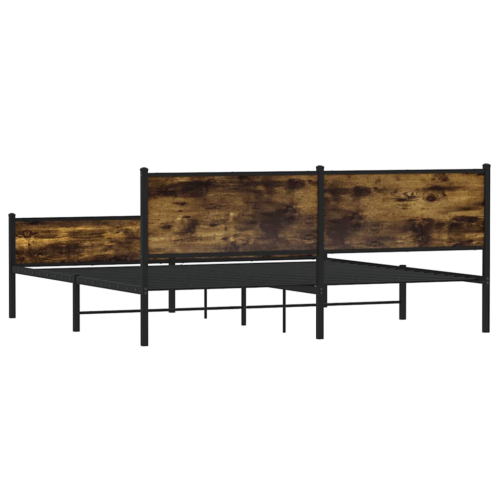 sengeramme uden madras 193x203 cm metal røget egetræsfarve