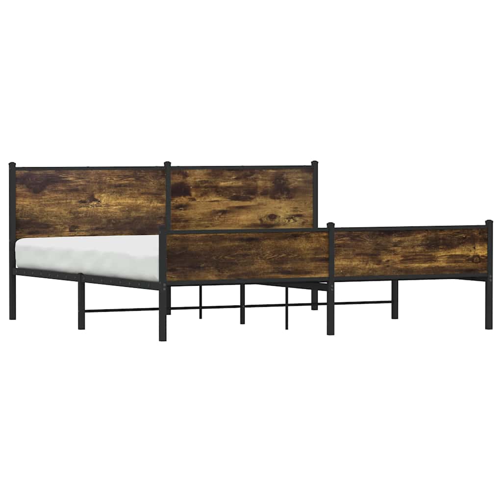 sengeramme uden madras 200x200 cm metal røget egetræsfarve