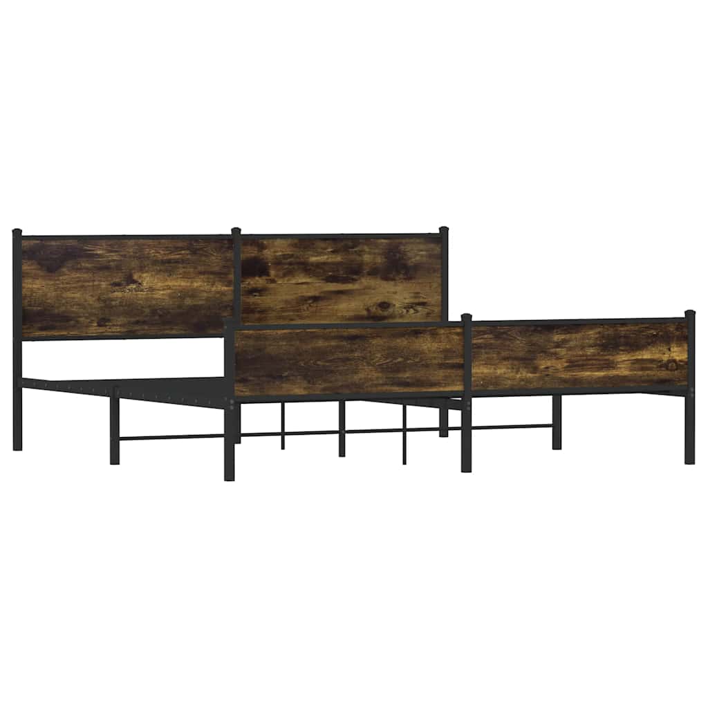 sengeramme uden madras 200x200 cm metal røget egetræsfarve
