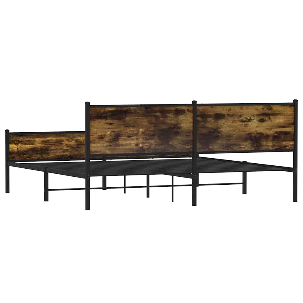 sengeramme uden madras 200x200 cm metal røget egetræsfarve