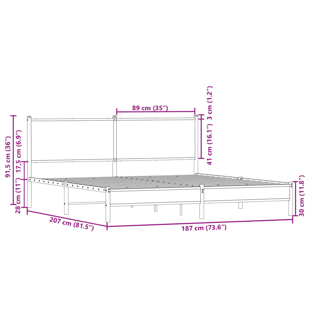 sengeramme uden madras 180x200 cm metal sonoma-eg