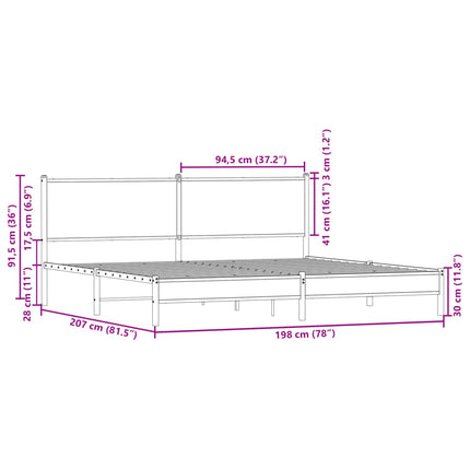 sengeramme uden madras 193x203 cm metal sonoma-eg