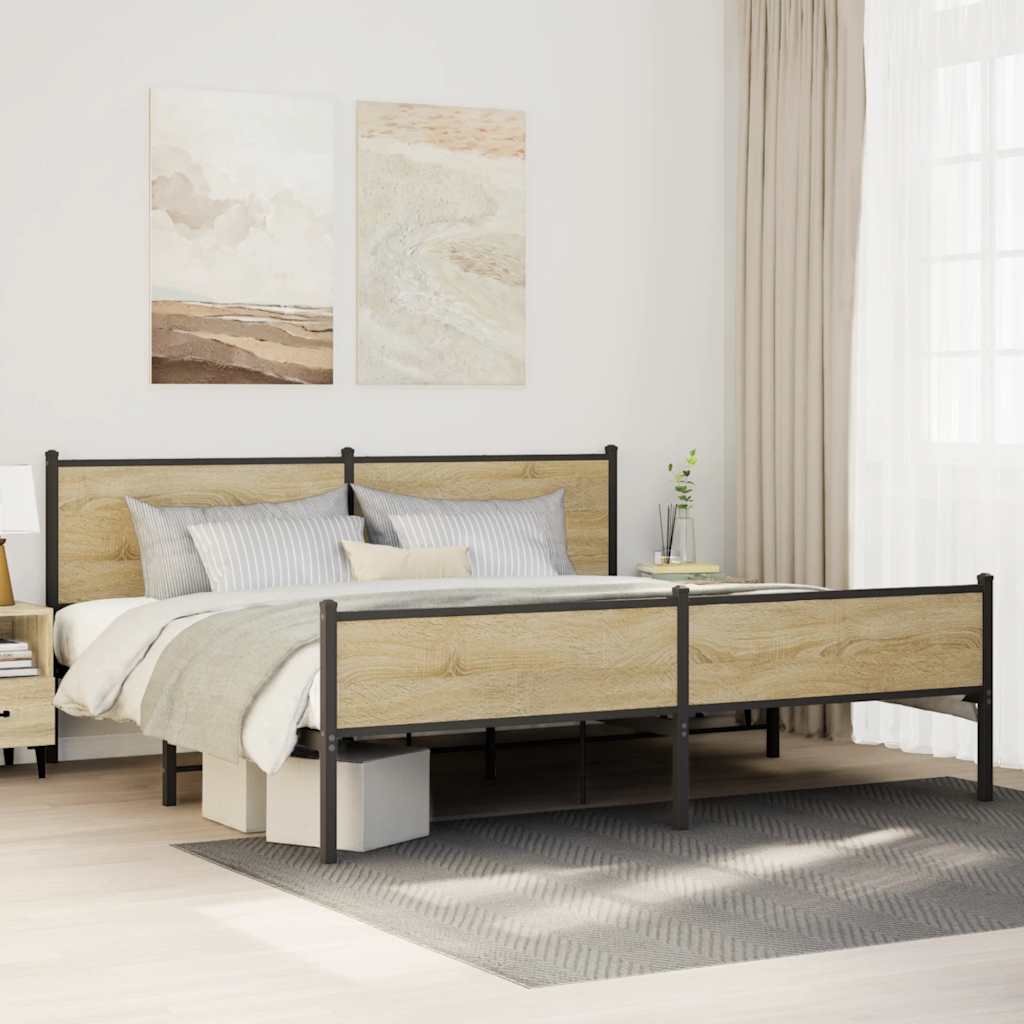 sengeramme uden madras 200x200 cm metal sonoma-eg