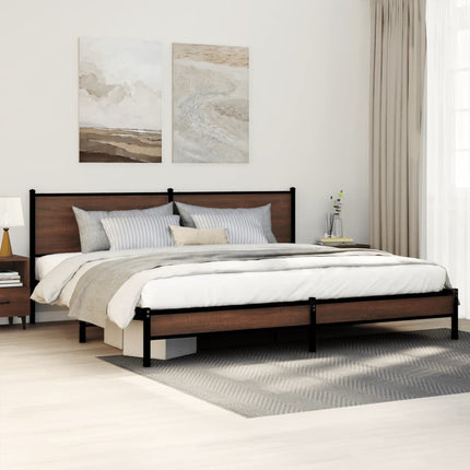 sengeramme uden madras 200x200 cm metal brun egetræsfarve