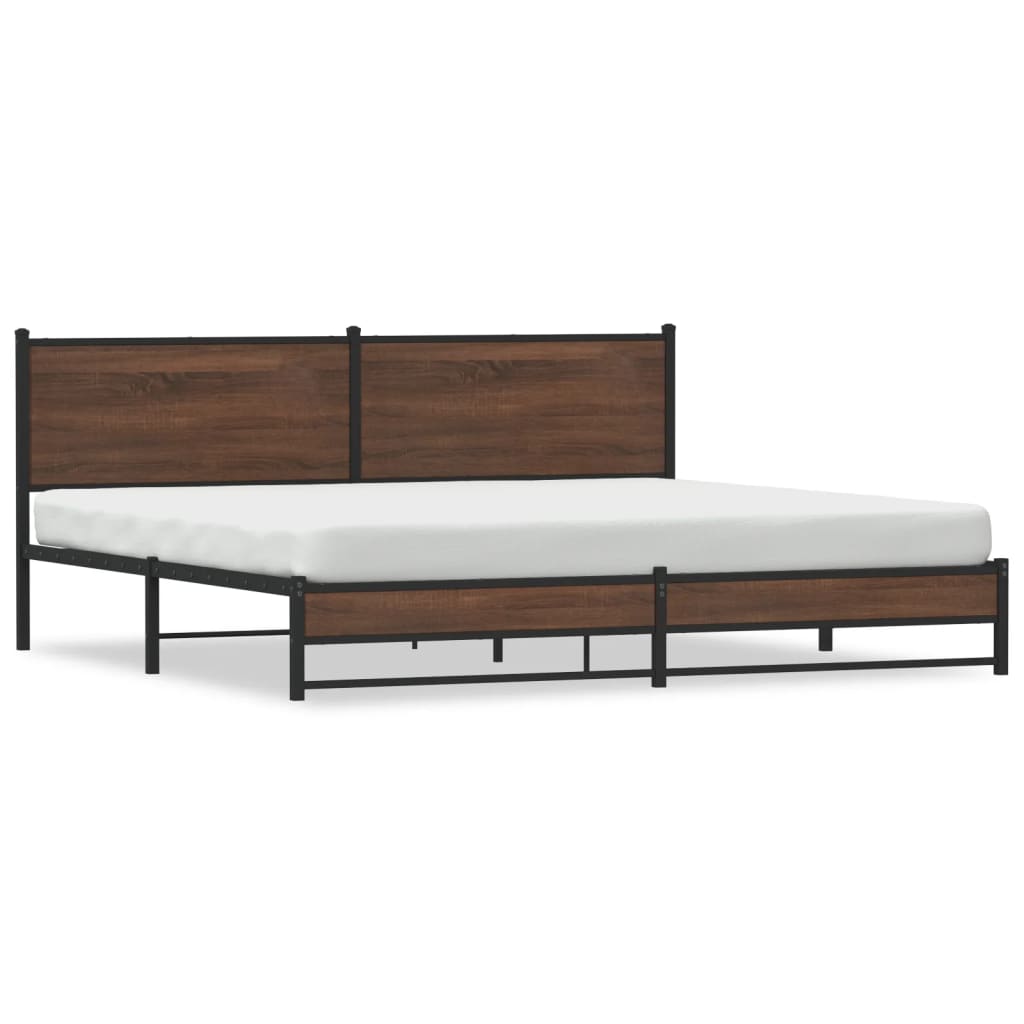 sengeramme uden madras 193x203 cm metal brun egetræsfarve