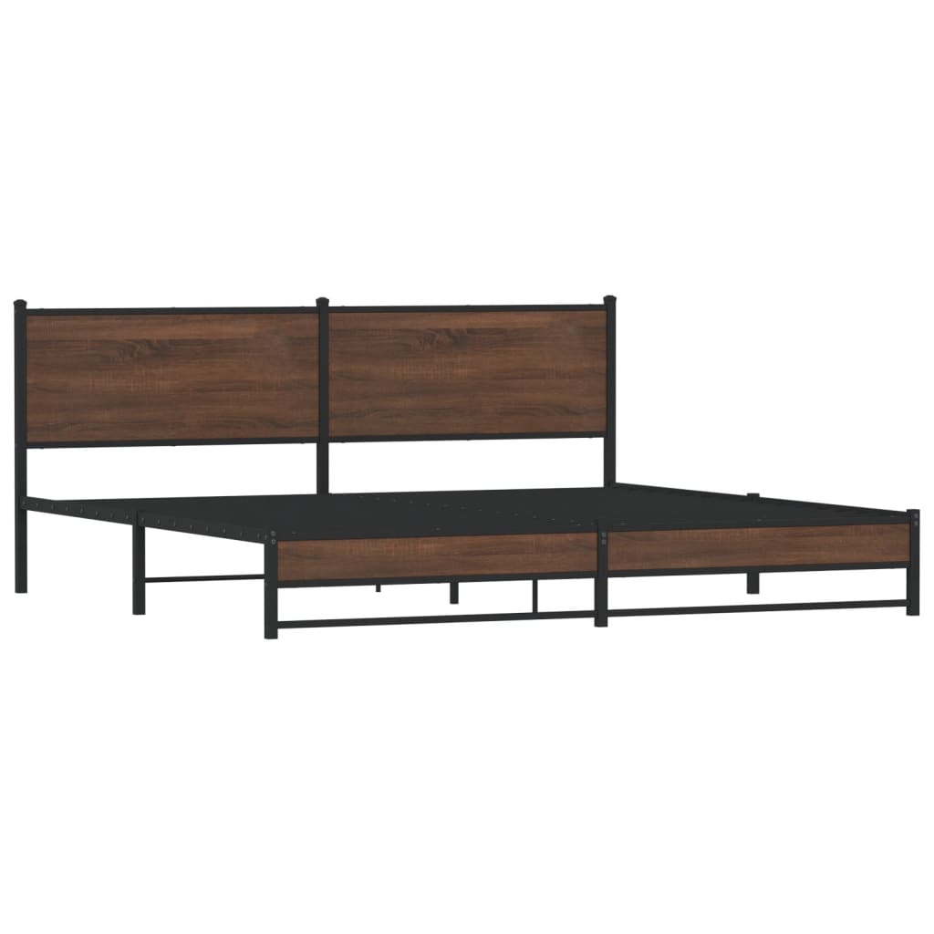 sengeramme uden madras 193x203 cm metal brun egetræsfarve