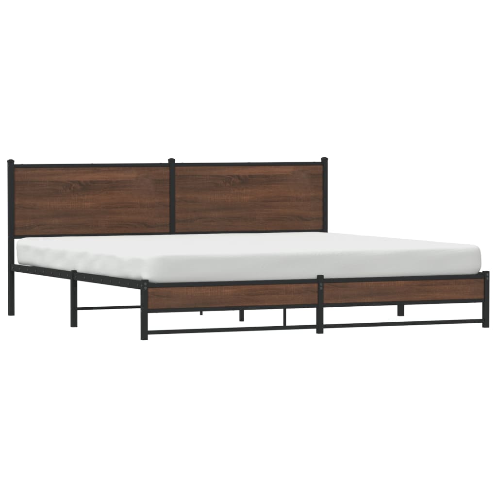 sengeramme uden madras 193x203 cm metal brun egetræsfarve