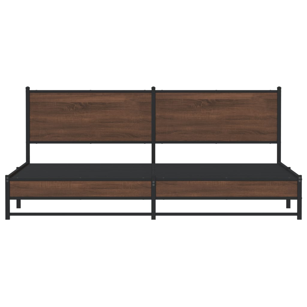 sengeramme uden madras 193x203 cm metal brun egetræsfarve