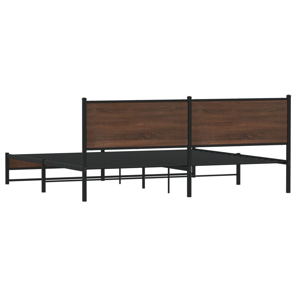 sengeramme uden madras 193x203 cm metal brun egetræsfarve