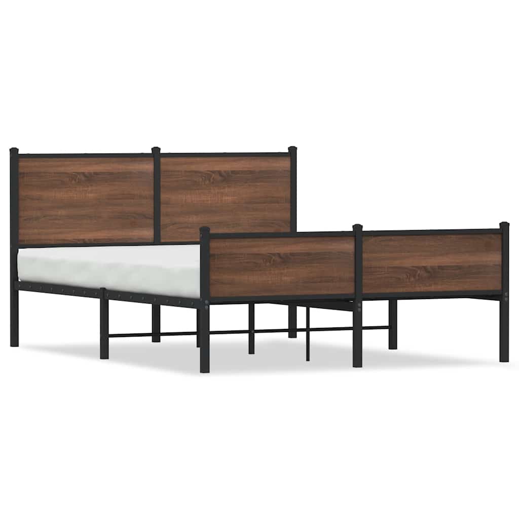 sengeramme uden madras 150x200 cm metal brun egetræsfarve