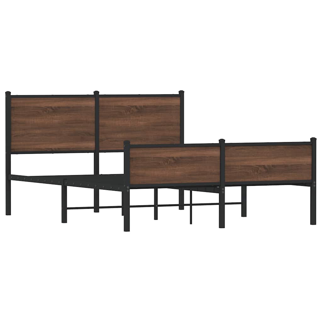 sengeramme uden madras 150x200 cm metal brun egetræsfarve