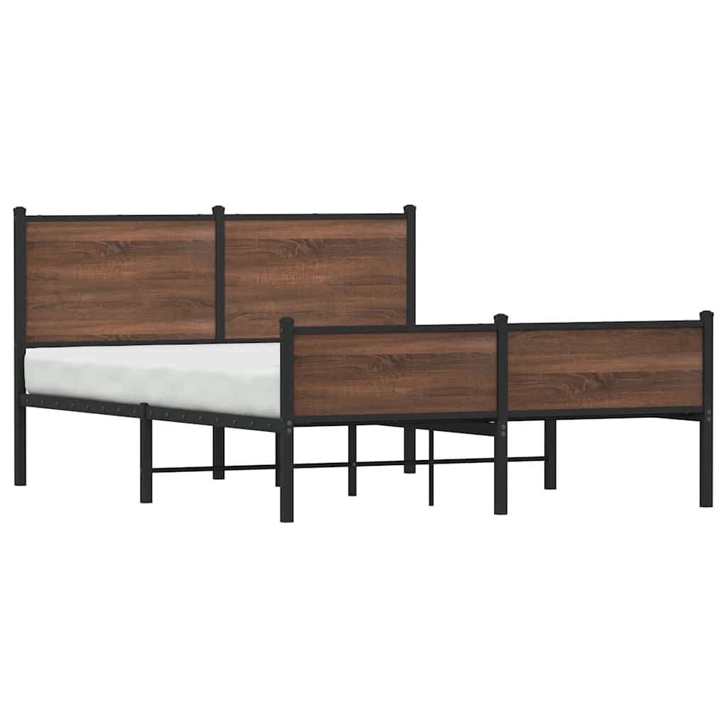 sengeramme uden madras 150x200 cm metal brun egetræsfarve