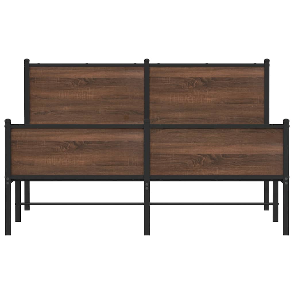 sengeramme uden madras 150x200 cm metal brun egetræsfarve