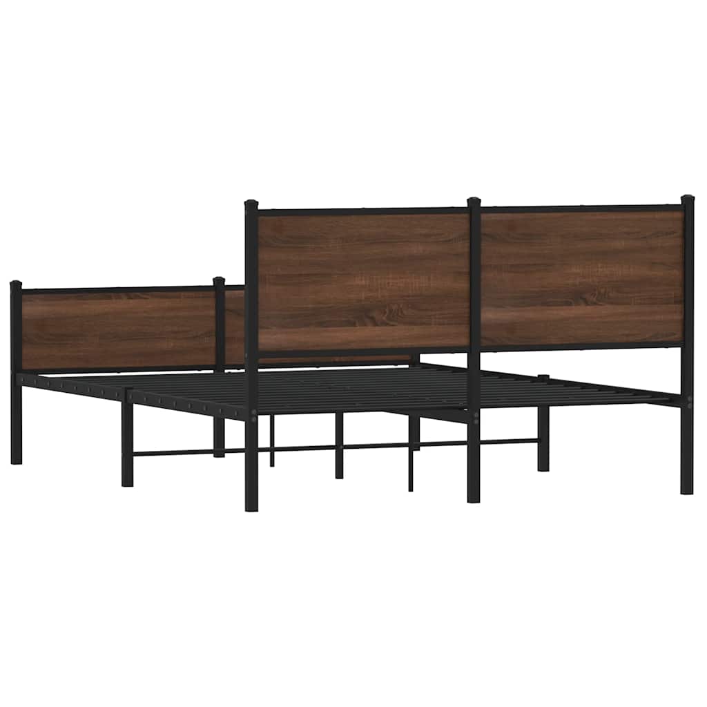 sengeramme uden madras 150x200 cm metal brun egetræsfarve