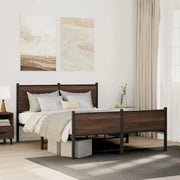 sengeramme uden madras 150x200 cm metal brun egetræsfarve