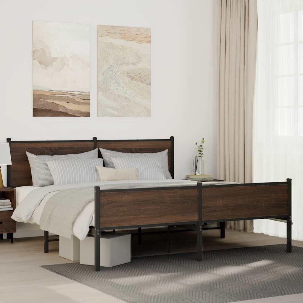 sengeramme uden madras 180x200 cm metal brun egetræsfarve