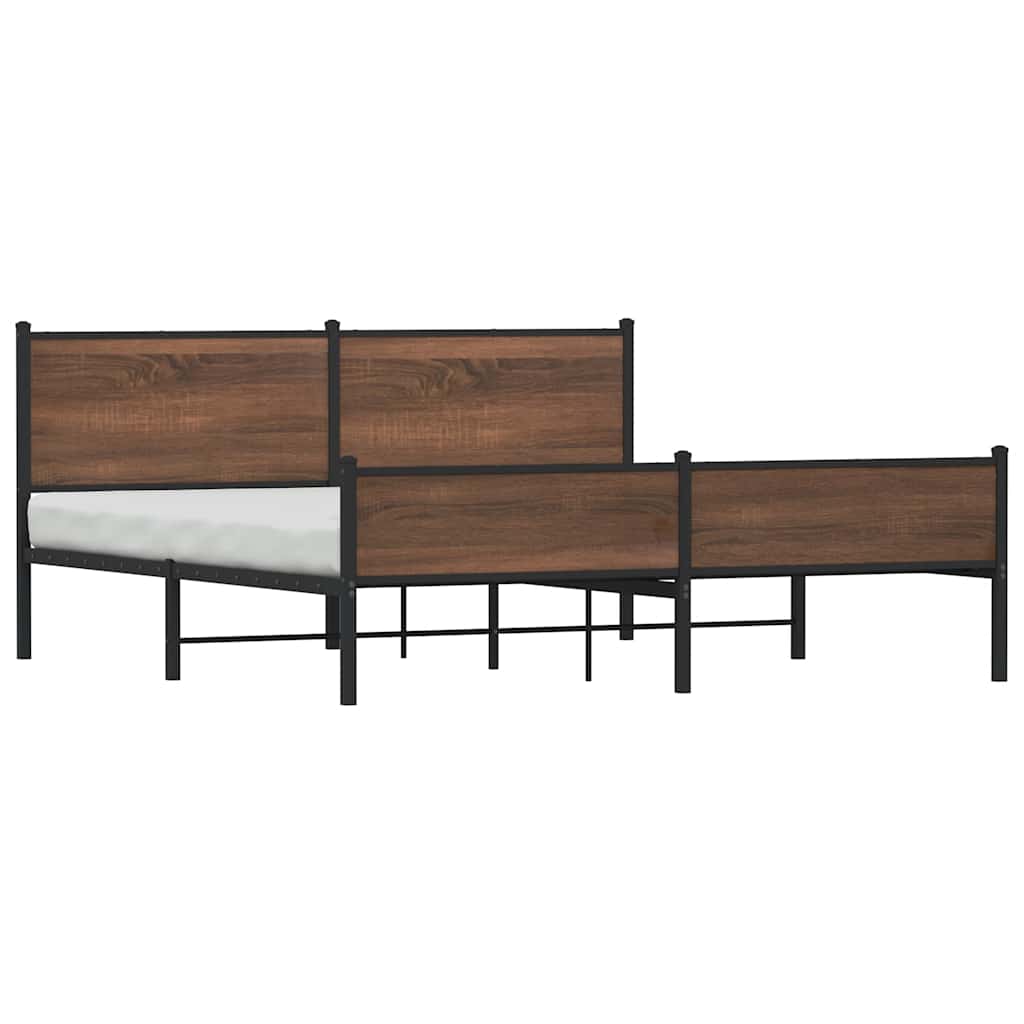 sengeramme uden madras 183x213 cm metal brun egetræsfarve