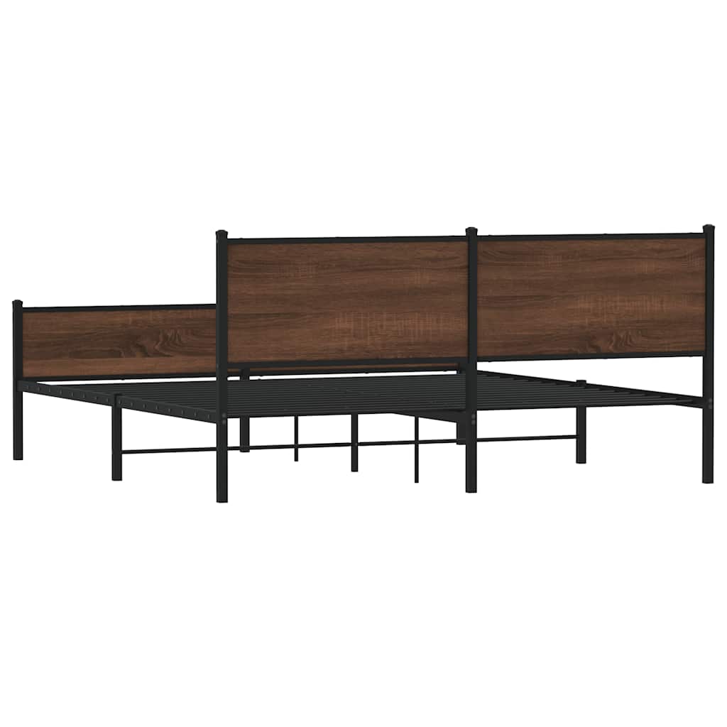 sengeramme uden madras 183x213 cm metal brun egetræsfarve