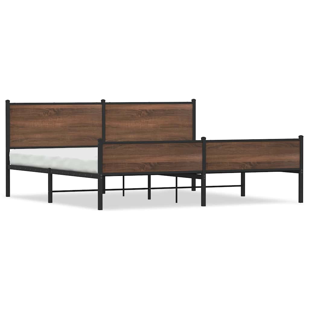 sengeramme uden madras 193x203 cm metal brun egetræsfarve