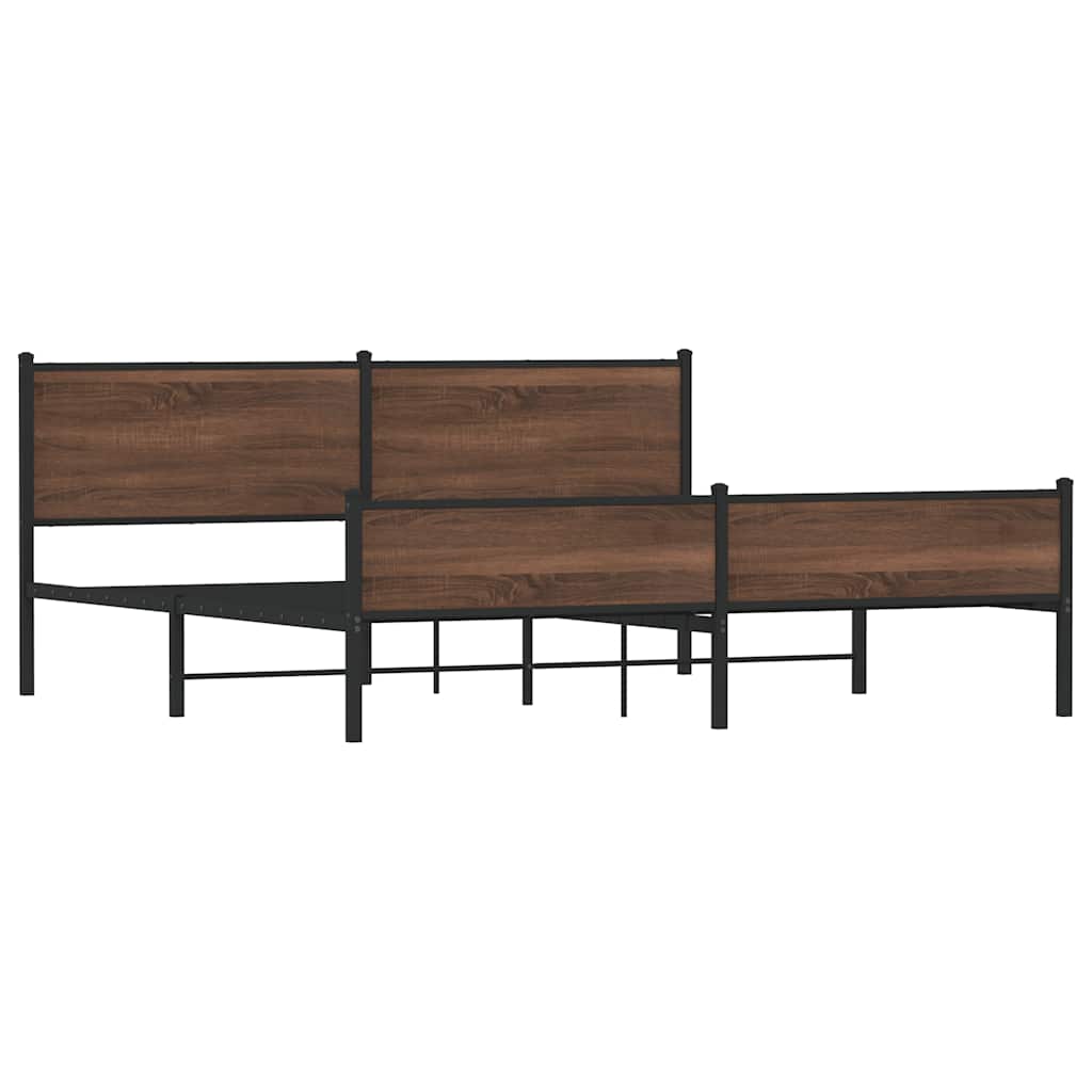 sengeramme uden madras 193x203 cm metal brun egetræsfarve