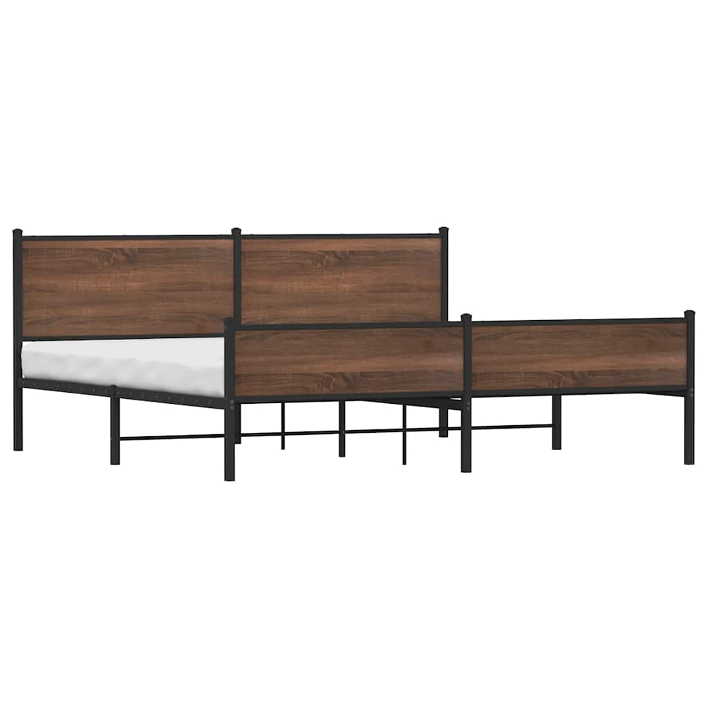 sengeramme uden madras 193x203 cm metal brun egetræsfarve