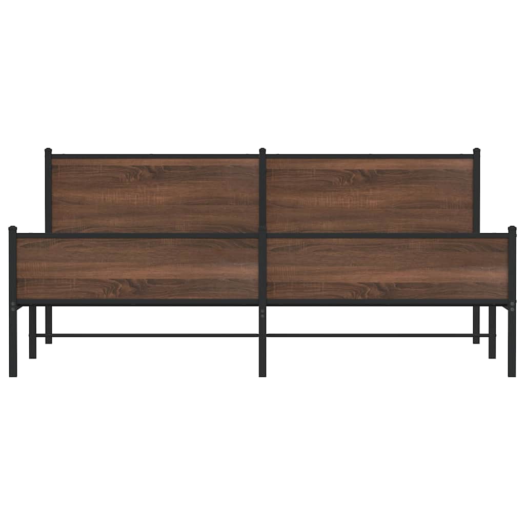 sengeramme uden madras 193x203 cm metal brun egetræsfarve