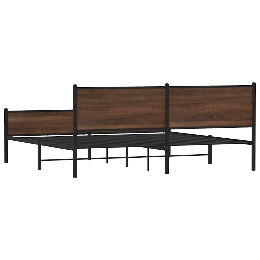 sengeramme uden madras 193x203 cm metal brun egetræsfarve