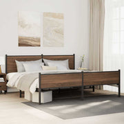 sengeramme uden madras 193x203 cm metal brun egetræsfarve