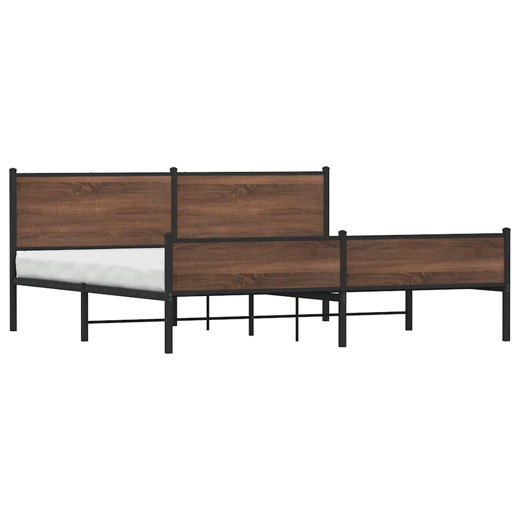 sengeramme uden madras 200x200 cm metal brun egetræsfarve