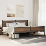 sengeramme uden madras 200x200 cm metal brun egetræsfarve