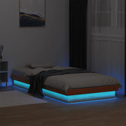 LED sengeramme 75x190 cm massivt fyrretræ gyldenbrun