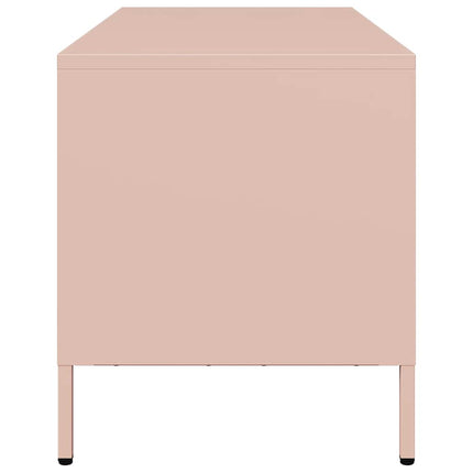 tv-bord 101,5x39x43,5 cm koldvalset stål lyserød
