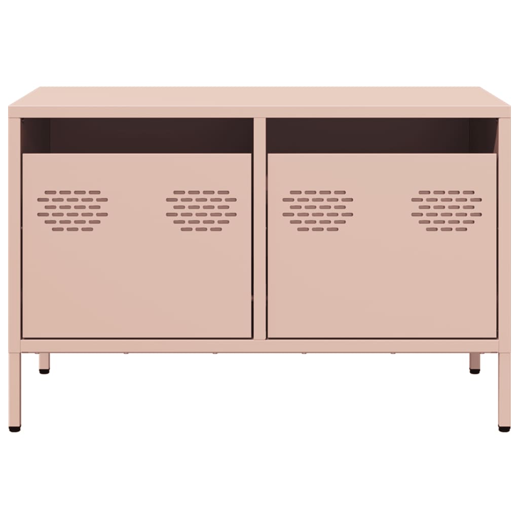 tv-bord 68x39x43,5 cm koldvalset stål lyserød