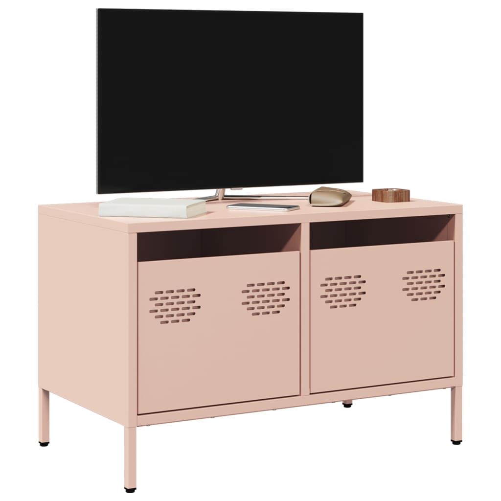 tv-bord 68x39x43,5 cm koldvalset stål lyserød