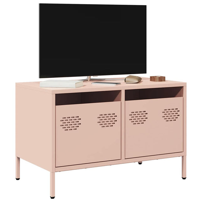 tv-bord 68x39x43,5 cm koldvalset stål lyserød