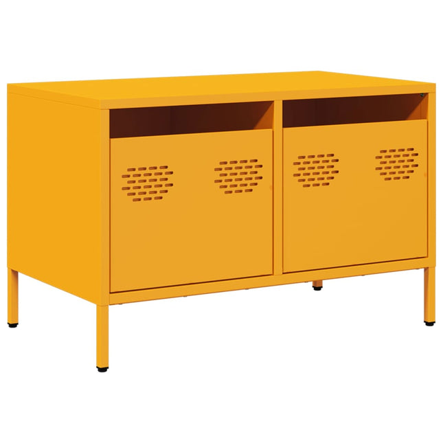 tv-bord 68x39x43,5 cm koldvalset stål sennepsgul
