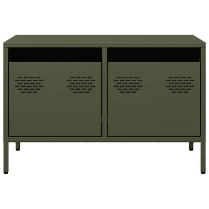 tv-bord 68x39x43,5 cm koldvalset stål olivengrøn