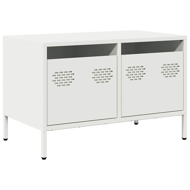 tv-bord 68x39x43,5 cm koldvalset stål hvid