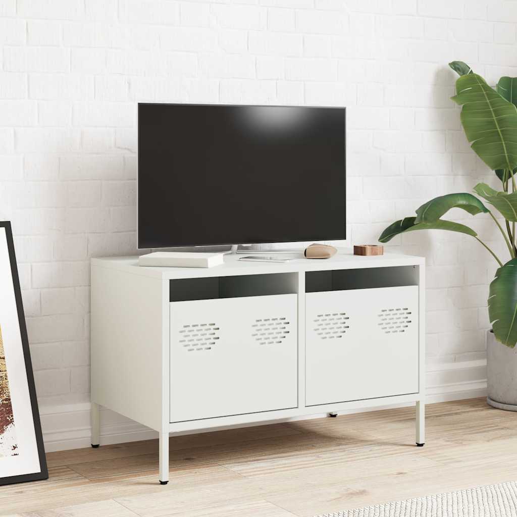 tv-bord 68x39x43,5 cm koldvalset stål hvid
